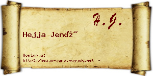 Hejja Jenő névjegykártya
